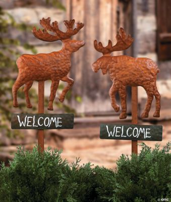 Deer & Moose "Welcome" Yard Stakes
