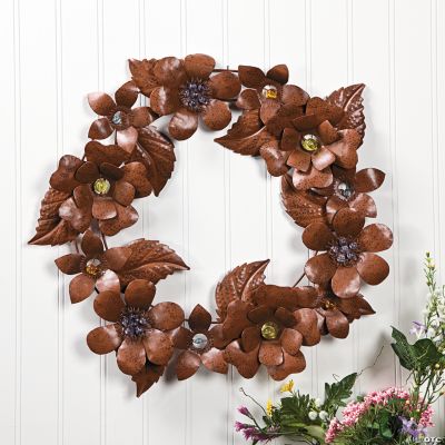 Rustic Floral Wreath with Glass Centers