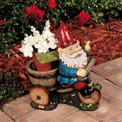 Gnome on Bike Flowerpot Holder