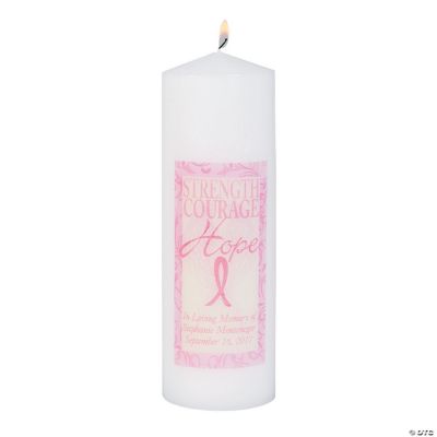 Personalized Pink Ribbon Memorial Verse Candle