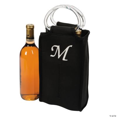 Monogrammed Two-Bottle Wine Tote - Black