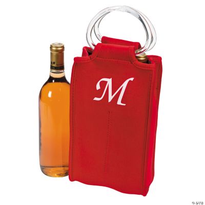 Monogrammed Two-Bottle Wine Tote - Red