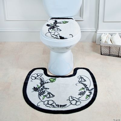 Black & White Floral Bathroom Toilet Set