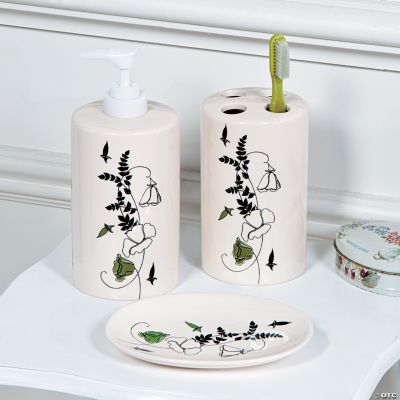 Black & White Floral Bathroom Accessories