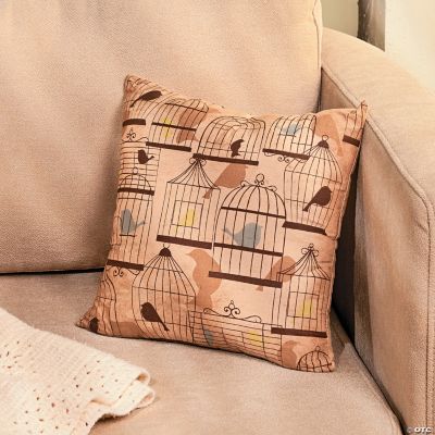 Plush Bird Print Pillow