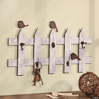 Birds on a Fence with Decorative Hooks
