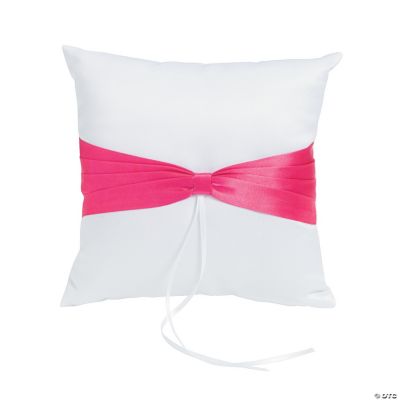 White & Pink Wedding Ring Pillow