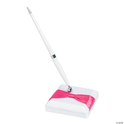 White & Pink Wedding Pen & Holder