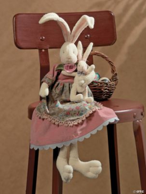 Mama Bunny in Pink Dress with Baby
