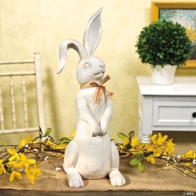 Carved Rabbit with Raffia Tie