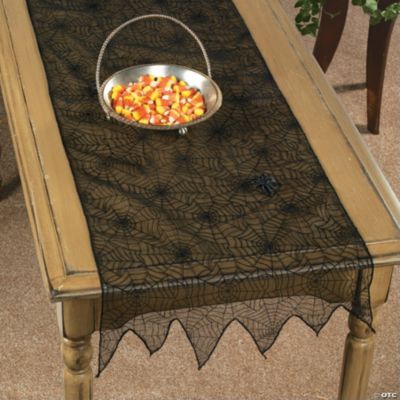 Glittered Spiderweb Table Runner