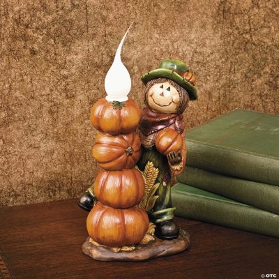 Scarecrow with Stacked Pumpkins Lamp