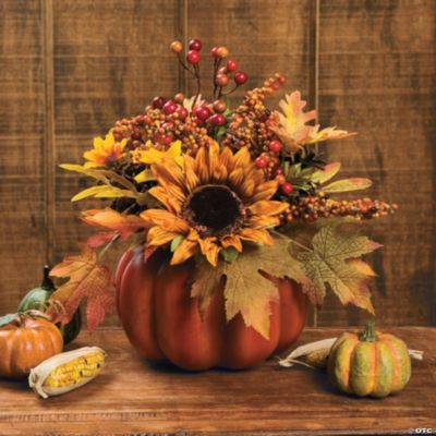 Pumpkin with Mixed Florals & Berries