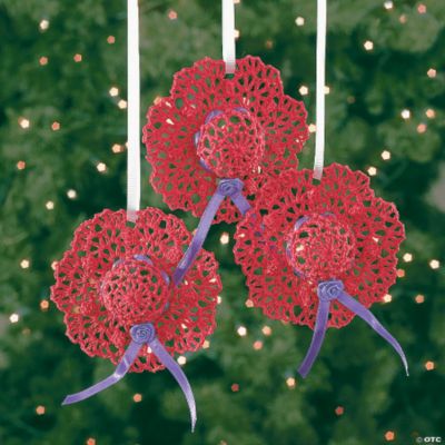 Crocheted Red & Wild Hat Ornaments