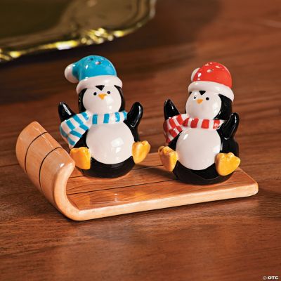 Penguin Salt & Pepper Shakers on Sled