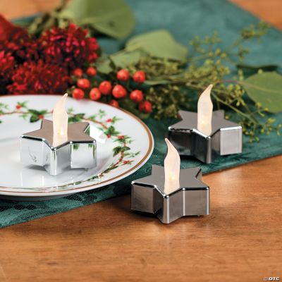 Silver Star-Shaped Battery-Operated LED Tealight Candles