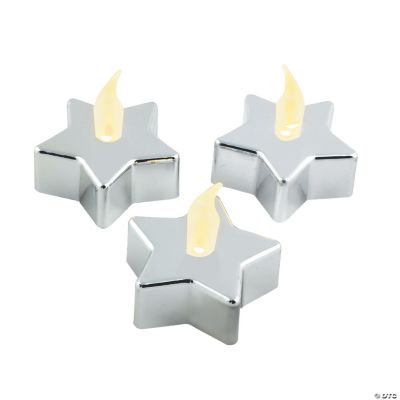 Silver Star-Shaped Battery-Operated LED Tealight Candles