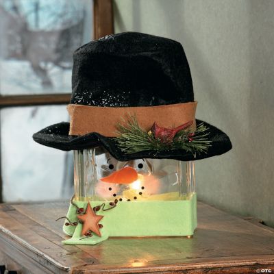 Snowman Glass Block Lamp