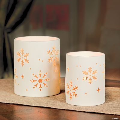 Snowflake Porcelain Bisque LED Holder