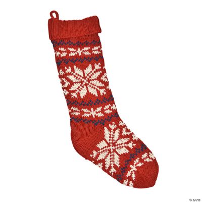 Red Knit Snowflake Stocking