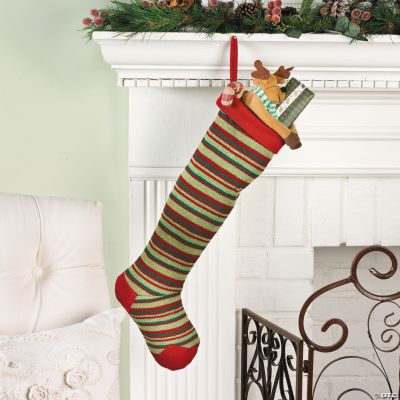 Red & Green Striped Knit Stocking