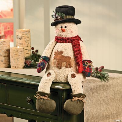 Plush Sitting Snowman with Moose