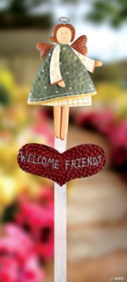 "Welcome Friends" Angel Yard Stake