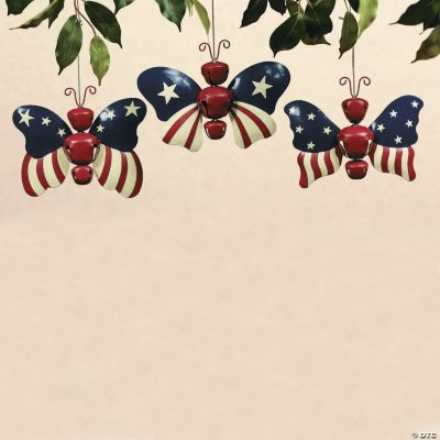 Patriotic Butterfly Jingle Bell Ornaments