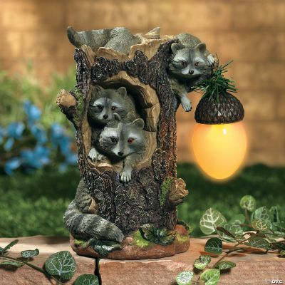 Raccoons with Solar Pinecone
