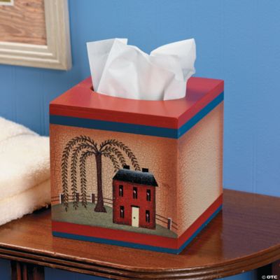 Americana Salt Box Tissue Box Cover
