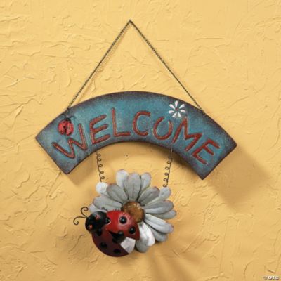 “Welcome” Sign with Ladybug & Flower