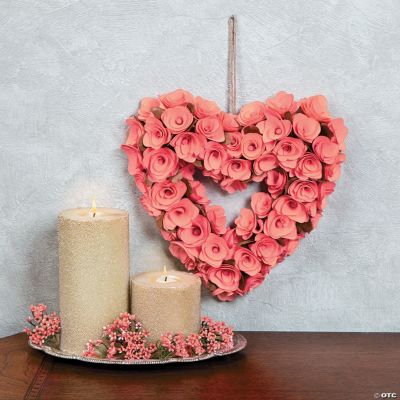 Pink Rose Heart Wreath