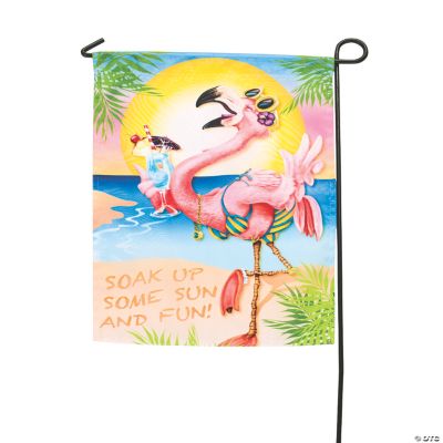 Luau Flamingo Garden Flag