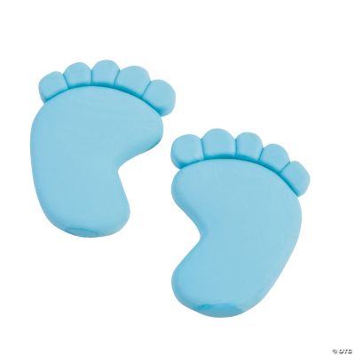 12 Light Blue Baby Feet Erasers