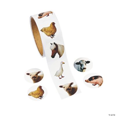 100 Farm Animal Roll Stickers