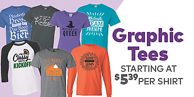 Graphic Tees starting at $5.39 per shirt