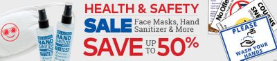 Health and safety sale. Save up to 50% on face masks, hand sanitizer and more.