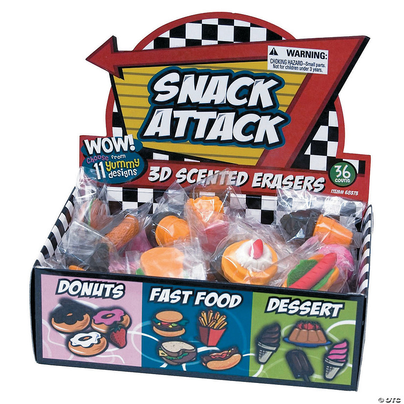 1" - 1 1/2" Snack Attack Food Style Scented Erasers - 36 Pc. Image