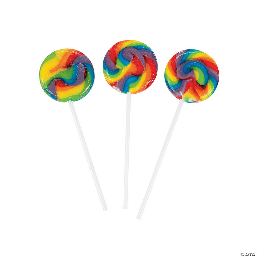 1 1/2" 1 lb. Mini Rainbow Swirl Mixed Fruit Lollipops - 38 Pc. Image