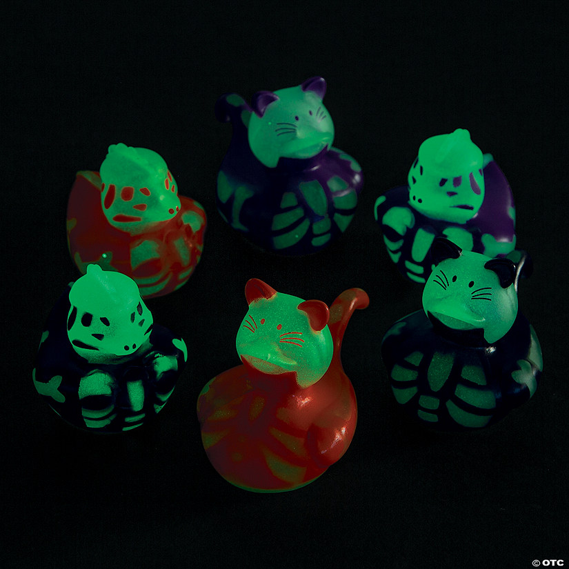 1 1/2" - 2" Bulk 50 Pc. Glow-in-the-Dark Halloween Skeleton Rubber Duck Assortment Image