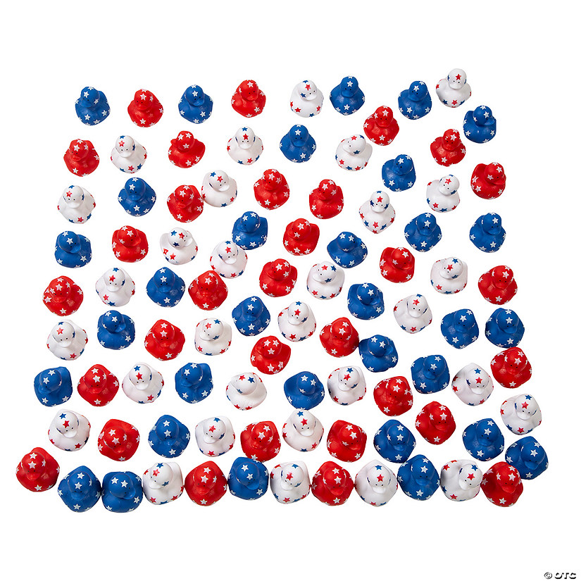 1 1/2" Bulk 120 Pc. Mini Patriotic Red, White & Blue Vinyl Rubber Duck Assortment Image