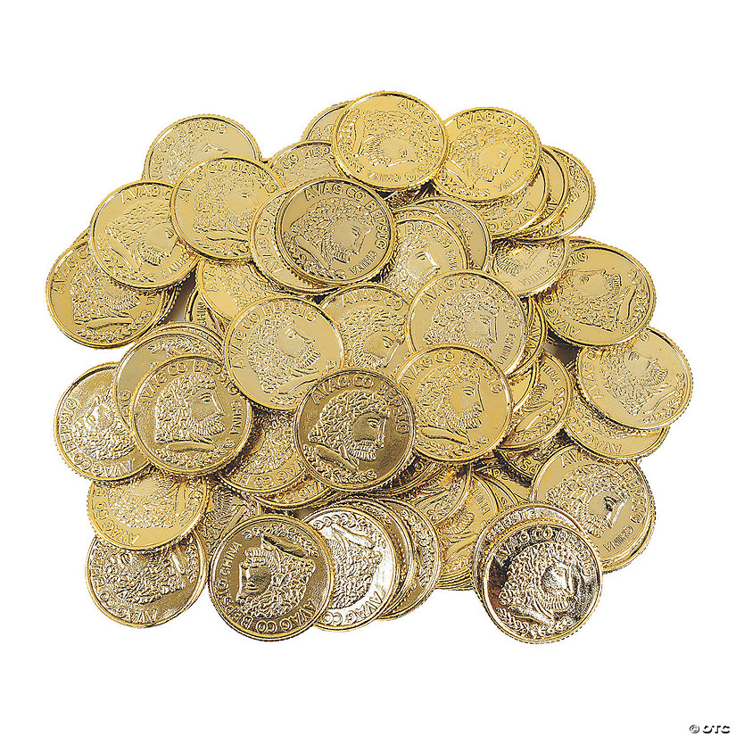 1 1/2" Bulk 144 Pc. Greek Design Shiny Gold Plastic Coins Image