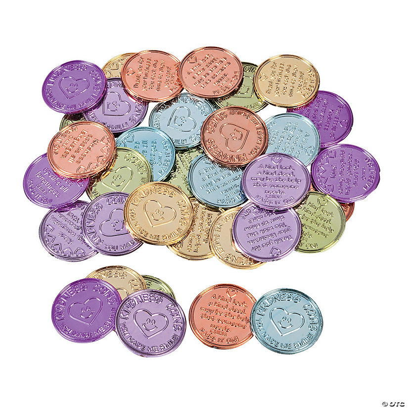 1 1/2" Bulk 144 Pc. Multicolored Motivational Kindness Plastic Coins Image