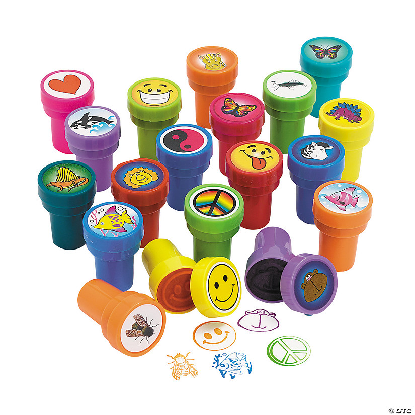 1 1/2" Bulk 50 Pcs. Colorful Fun Designs Stampers Assortment Image