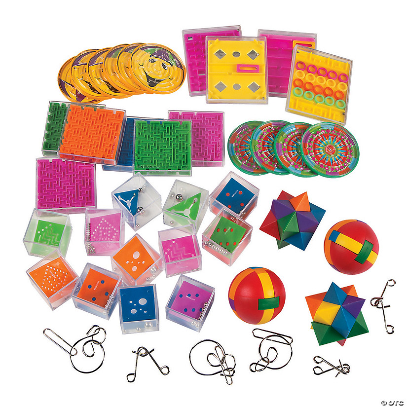 1 1/4" - 3 1/4" Bulk 50 Pc. Brain Teaser Game Boredom Buster Kit Image