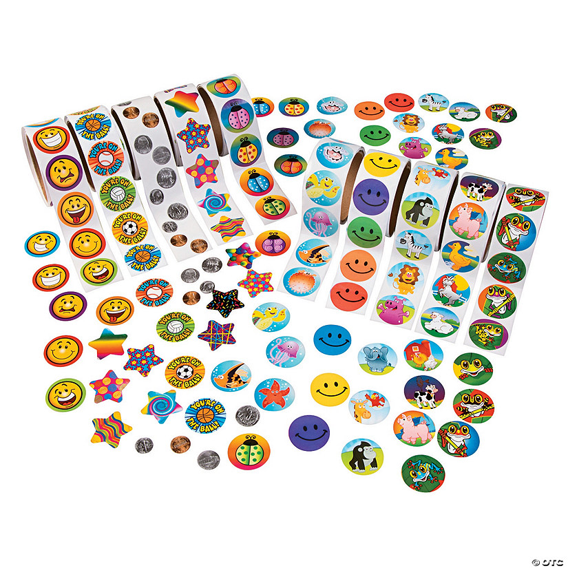1/2" - 1 1/2" Bulk 1000 Pc. Brightly Colored Super Stickers Assortment Image