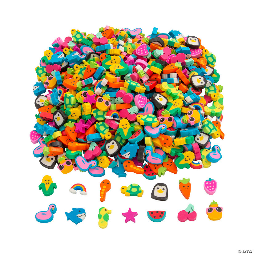 1/2" - 1" Bulk 500 Pc. Colorful Mini Rubber Eraser Assortment Image