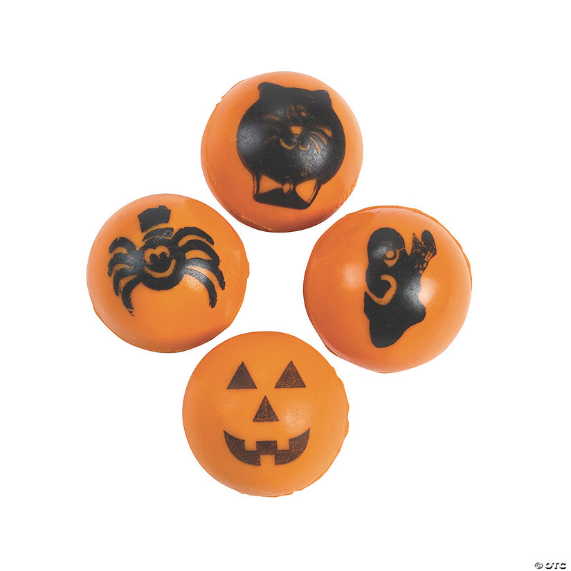 1" (25mm) Bulk 48 Pc. Mini Orange Halloween Characters Bouncy Balls Image