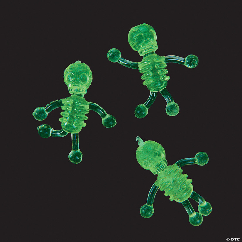 1 3/4" Bulk 48 Pc. Mini Glow-in-the-Dark Sticky Tumbling Skeletons Image