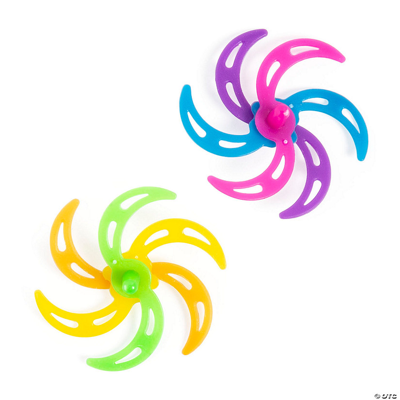 1 3/4" Bulk 48 Pc. Multicolored Neon Plastic Spin Top Fidgets Image